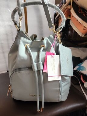 Isaac Mizrahi Drawstring Bucket Bag Nwt With Card Holder